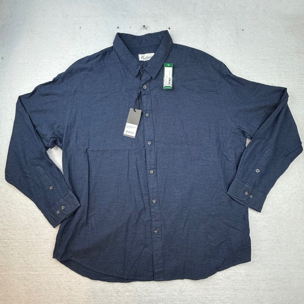 California Shirt Co Mens XXL Navy Blue‎ Cotton Button Down Shirt stitch fix nwt - Picture 2 of 9